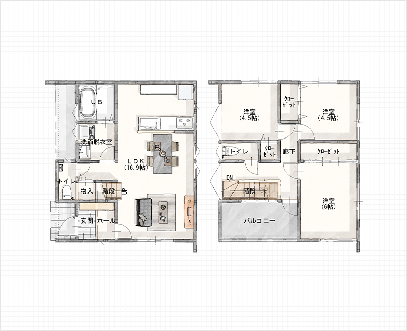 コンパクトでちょうどいい2階建ての家